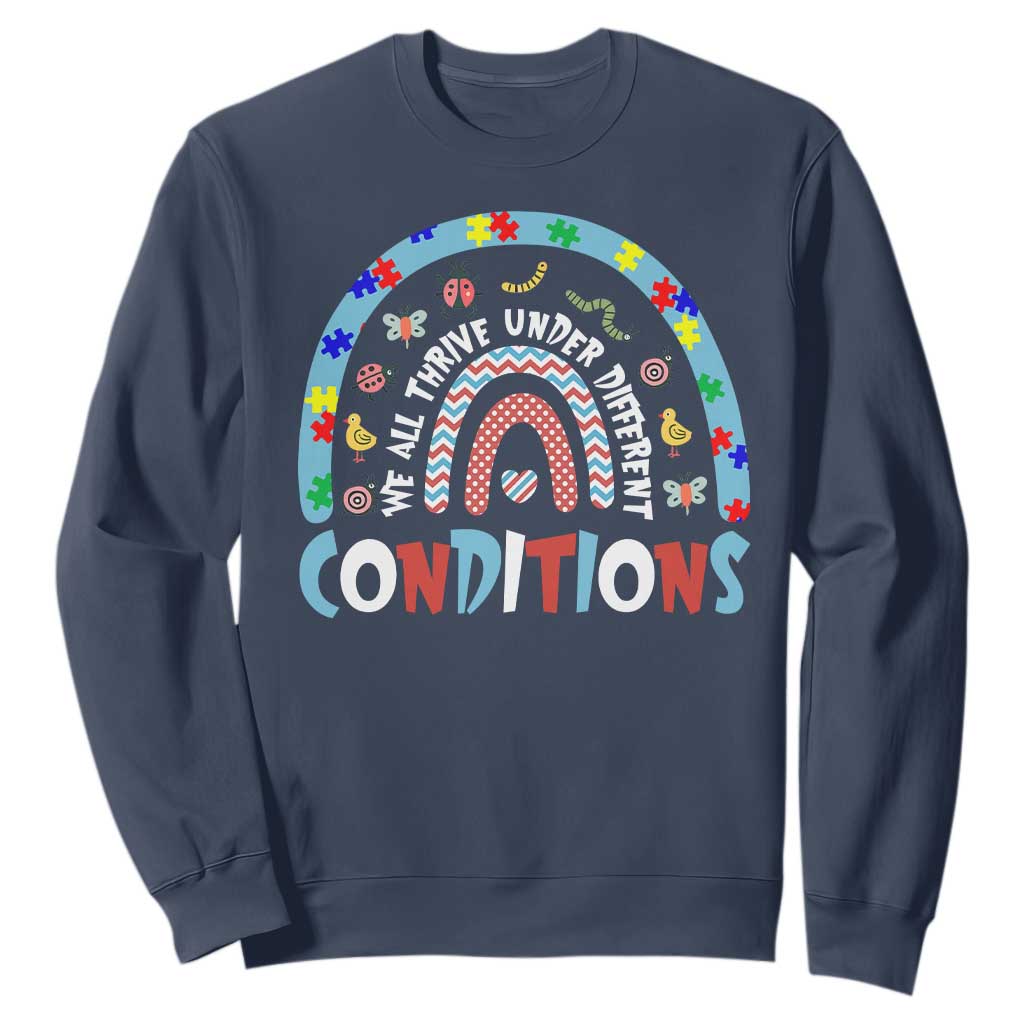 Autism Awareness Sweatshirt Sped Education Teacher Rainbow Reading TS10 Navy Print Your Wear