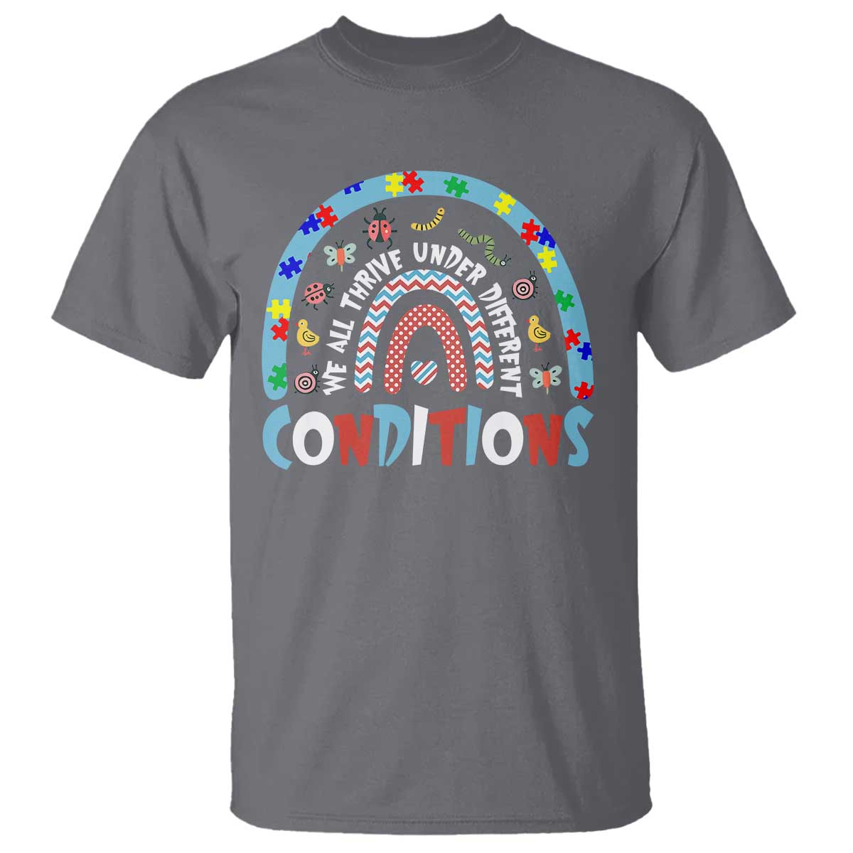 Autism Awareness T Shirt Sped Education Teacher Rainbow Reading TS10 Charcoal Print Your Wear