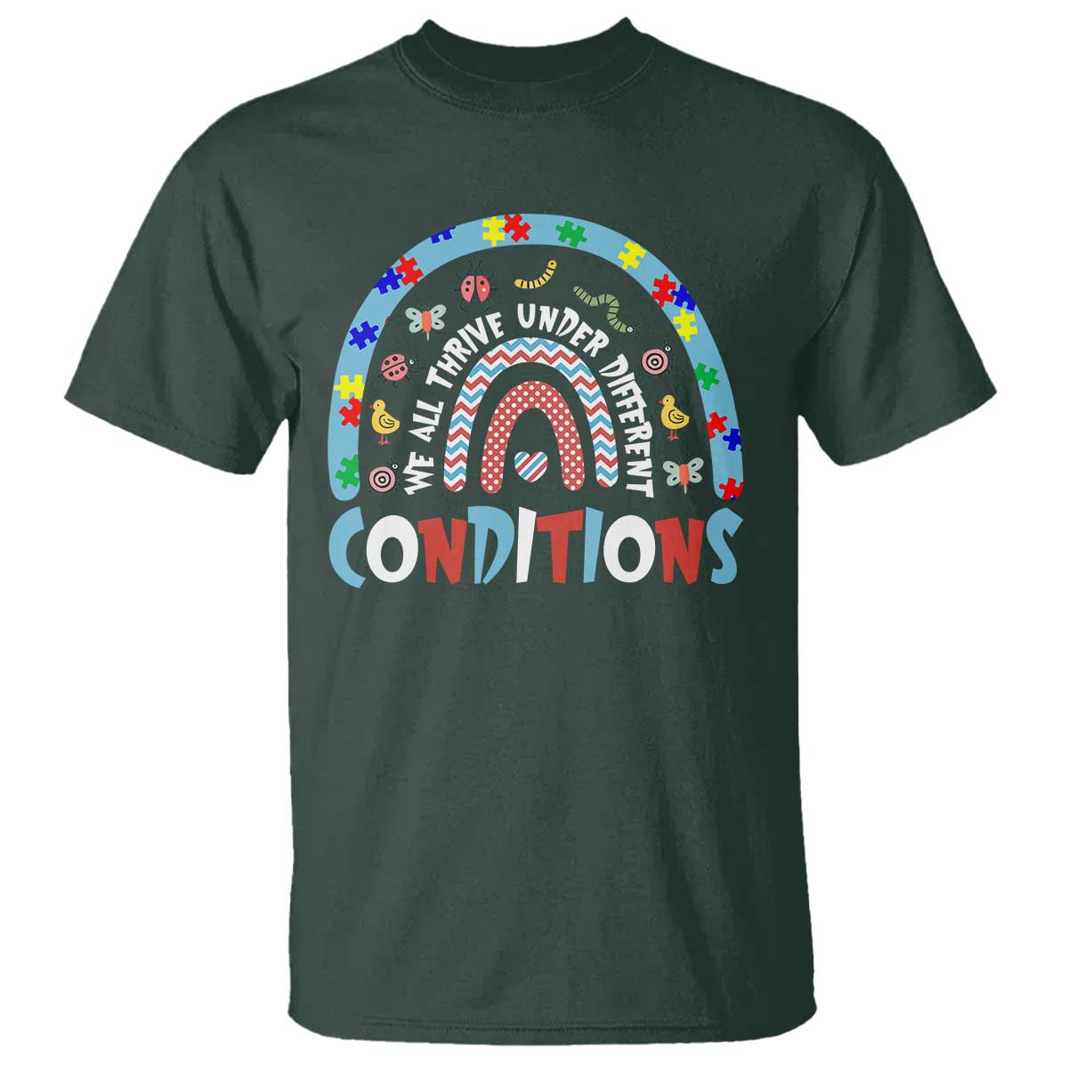 Autism Awareness T Shirt Sped Education Teacher Rainbow Reading TS10 Dark Forest Green Print Your Wear