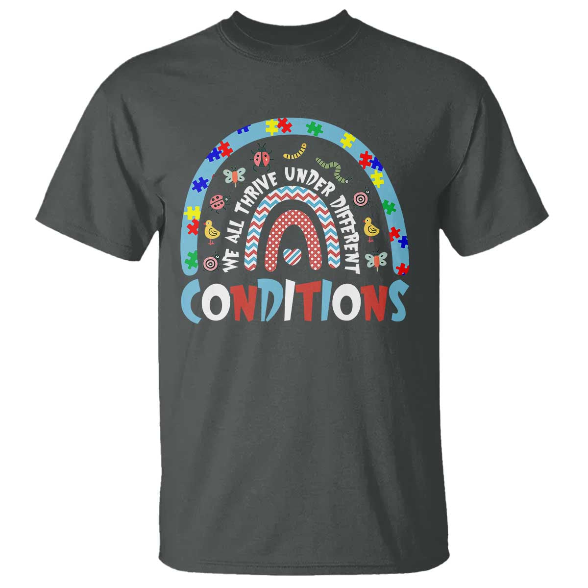 Autism Awareness T Shirt Sped Education Teacher Rainbow Reading TS10 Dark Heather Print Your Wear