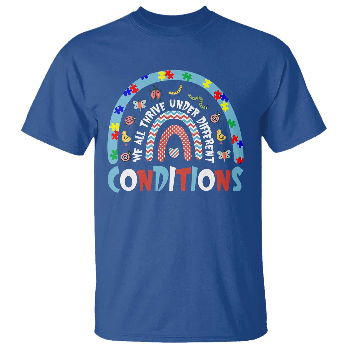 Autism Awareness T Shirt Sped Education Teacher Rainbow Reading TS10 Royal Blue Print Your Wear
