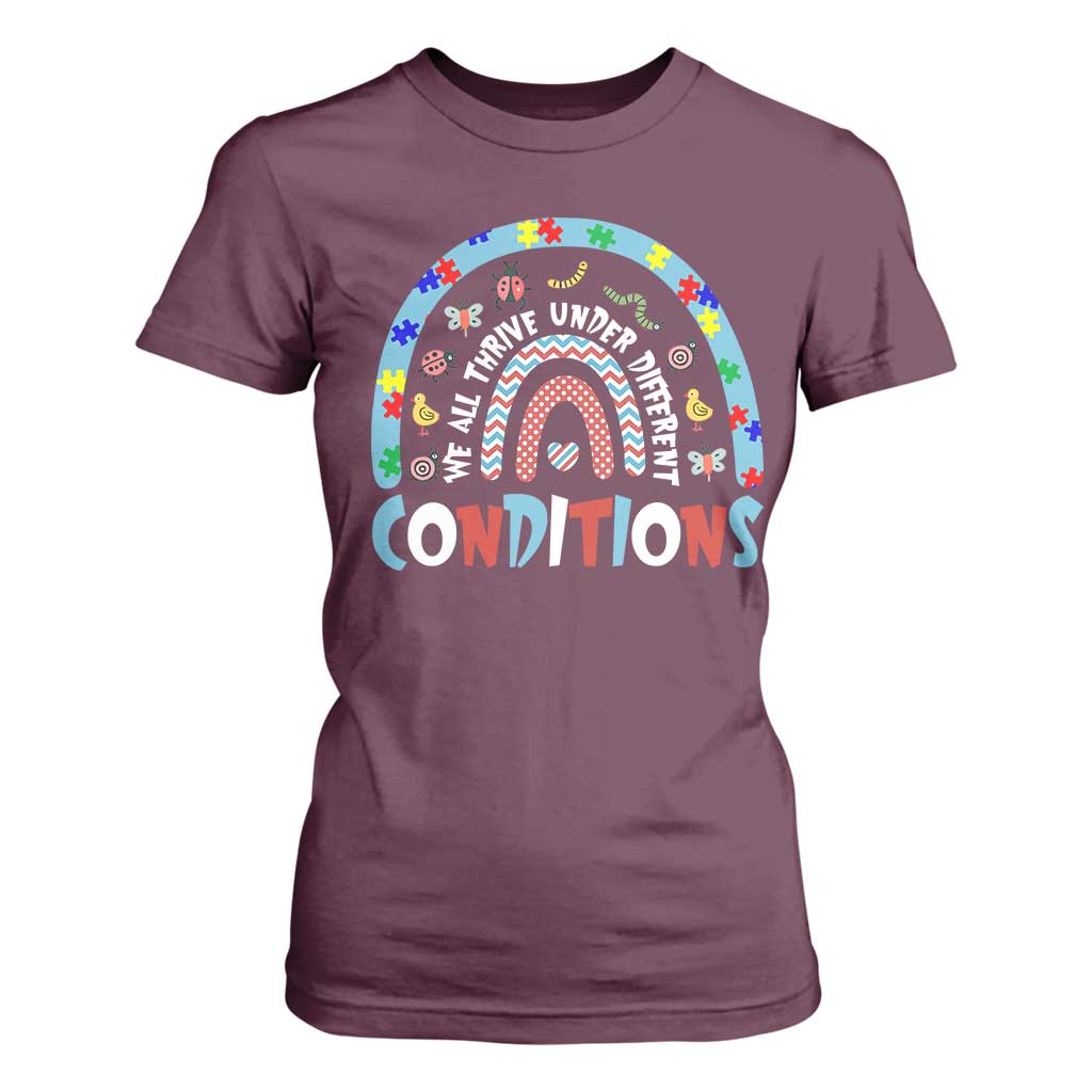 Autism Awareness T Shirt For Women Sped Education Teacher Rainbow Reading TS10 Maroon Print Your Wear