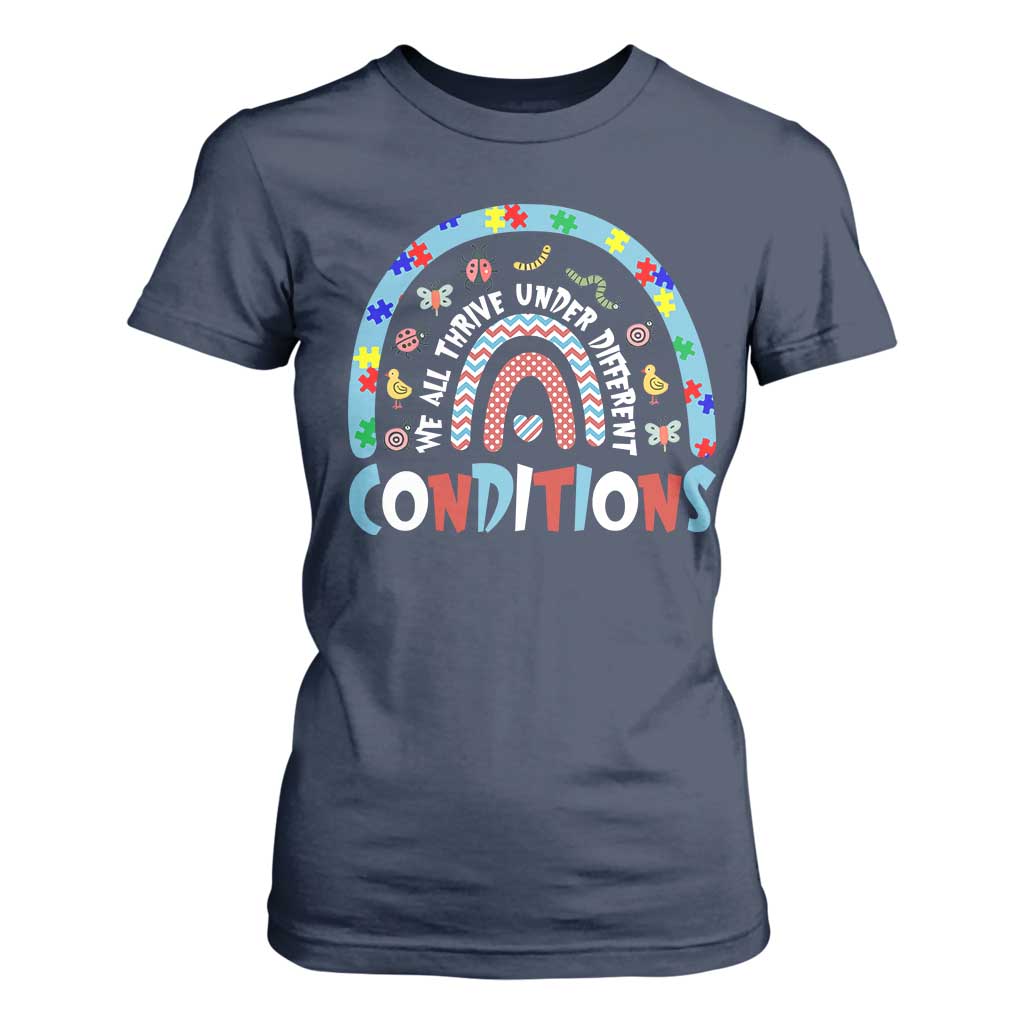 Autism Awareness T Shirt For Women Sped Education Teacher Rainbow Reading TS10 Navy Print Your Wear