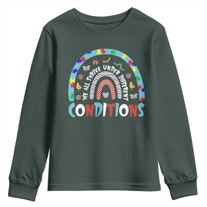 Autism Awareness Youth Sweatshirt Sped Education Teacher Rainbow Reading TS10 Dark Forest Green Print Your Wear