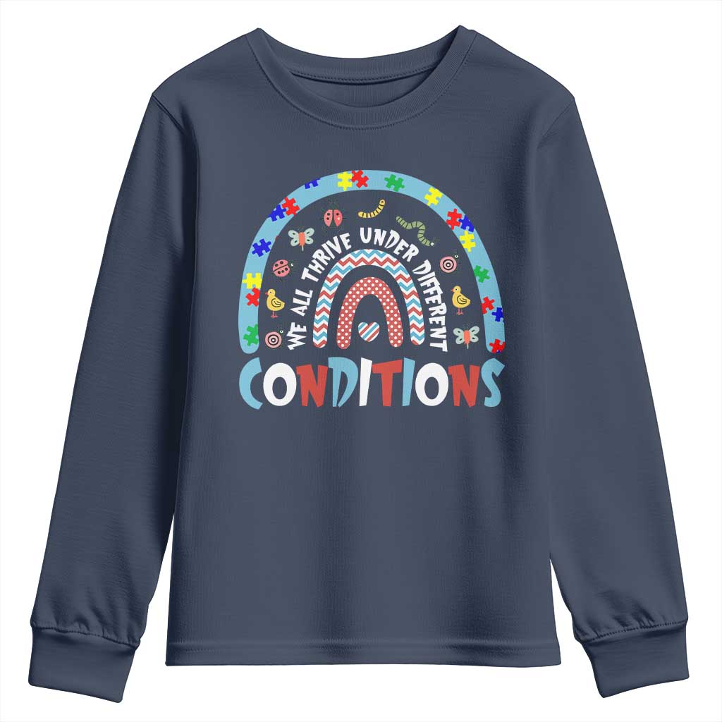 Autism Awareness Youth Sweatshirt Sped Education Teacher Rainbow Reading TS10 Navy Print Your Wear