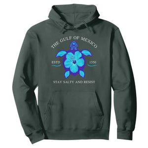 Gulf of Mexico Hoodie Texas Alabama Florida Beach Turtle Hibiscus TS10 Dark Forest Green Print Your Wear