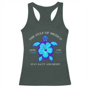 Gulf of Mexico Racerback Tank Top Texas Alabama Florida Beach Turtle Hibiscus TS10 Dark Forest Green Print Your Wear