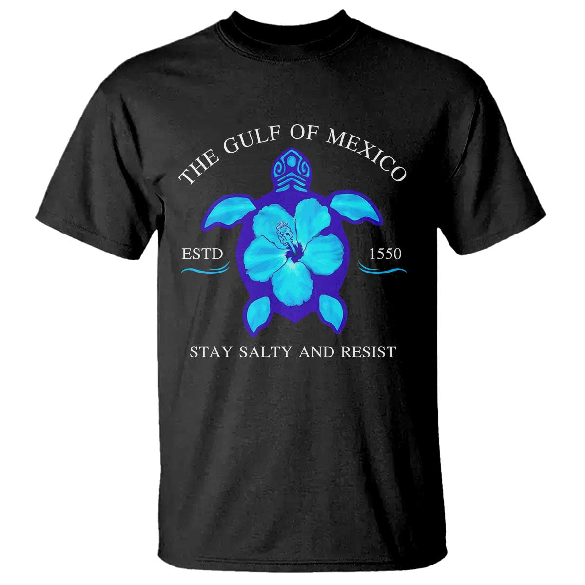 Gulf of Mexico T Shirt Texas Alabama Florida Beach Turtle Hibiscus TS10 Black Print Your Wear