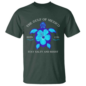 Gulf of Mexico T Shirt Texas Alabama Florida Beach Turtle Hibiscus TS10 Dark Forest Green Print Your Wear