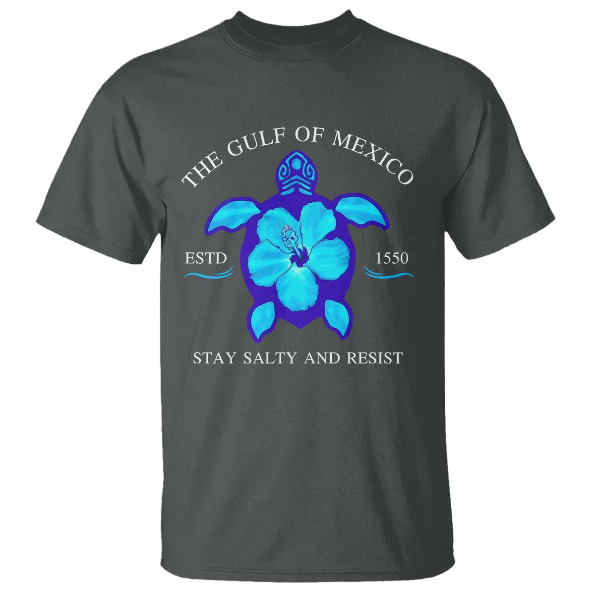 Gulf of Mexico T Shirt Texas Alabama Florida Beach Turtle Hibiscus TS10 Dark Heather Print Your Wear