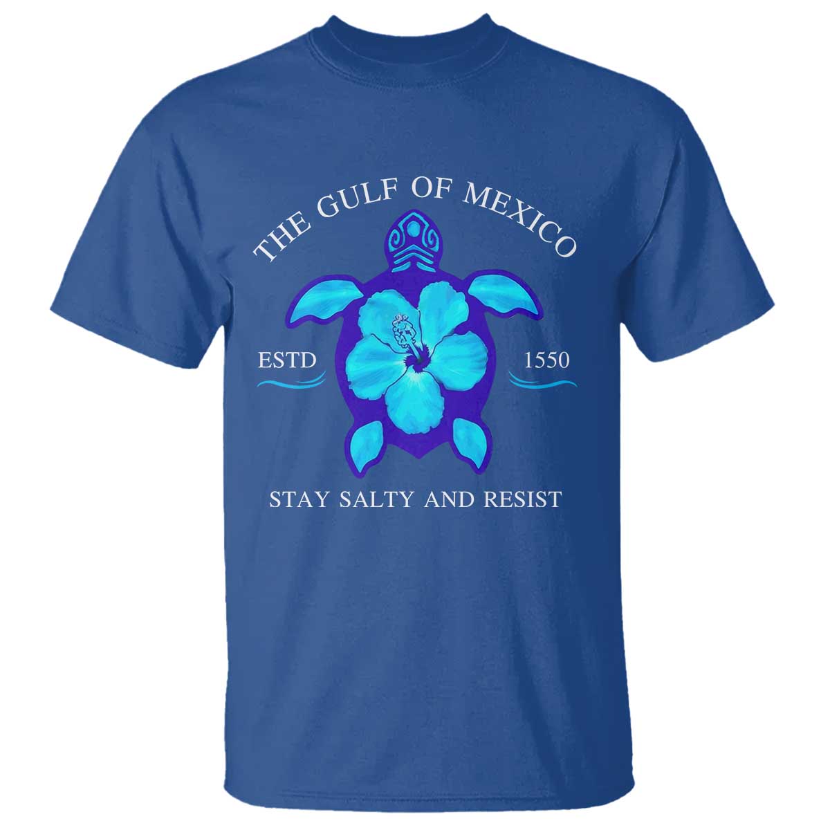 Gulf of Mexico T Shirt Texas Alabama Florida Beach Turtle Hibiscus TS10 Royal Blue Print Your Wear