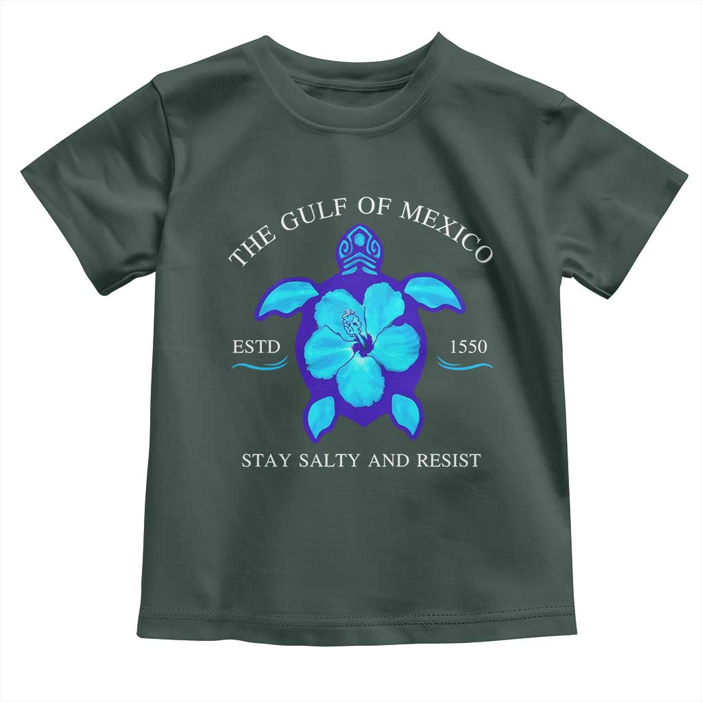 Gulf of Mexico Toddler T Shirt Texas Alabama Florida Beach Turtle Hibiscus TS10 Dark Forest Green Print Your Wear