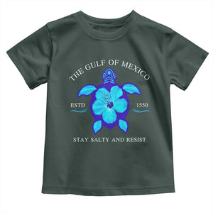 Gulf of Mexico Toddler T Shirt Texas Alabama Florida Beach Turtle Hibiscus TS10 Dark Forest Green Print Your Wear