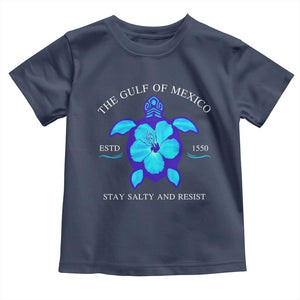 Gulf of Mexico Toddler T Shirt Texas Alabama Florida Beach Turtle Hibiscus TS10 Navy Print Your Wear