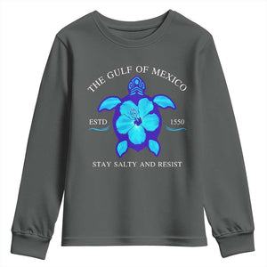 Gulf of Mexico Youth Sweatshirt Texas Alabama Florida Beach Turtle Hibiscus TS10 Dark Heather Print Your Wear