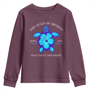 Gulf of Mexico Youth Sweatshirt Texas Alabama Florida Beach Turtle Hibiscus TS10 Maroon Print Your Wear