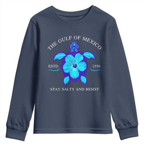 Gulf of Mexico Youth Sweatshirt Texas Alabama Florida Beach Turtle Hibiscus TS10 Navy Print Your Wear