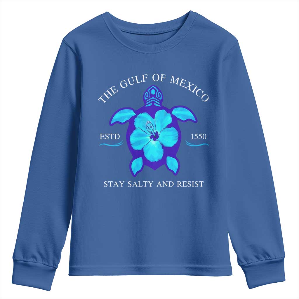Gulf of Mexico Youth Sweatshirt Texas Alabama Florida Beach Turtle Hibiscus TS10 Royal Blue Print Your Wear