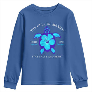 Gulf of Mexico Youth Sweatshirt Texas Alabama Florida Beach Turtle Hibiscus TS10 Royal Blue Print Your Wear