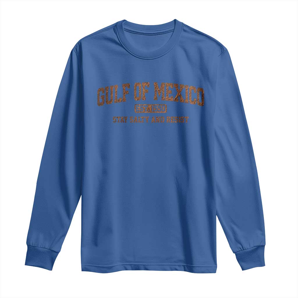 Gulf of Mexico Long Sleeve Shirt Est 1550 and Forever Retro Mexican Beach TS10 Royal Blue Print Your Wear