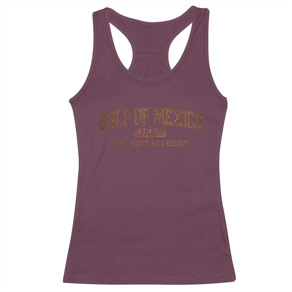 Gulf of Mexico Racerback Tank Top Est 1550 and Forever Retro Mexican Beach TS10 Maroon Print Your Wear