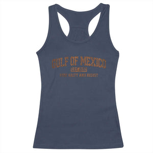 Gulf of Mexico Racerback Tank Top Est 1550 and Forever Retro Mexican Beach TS10 Navy Print Your Wear