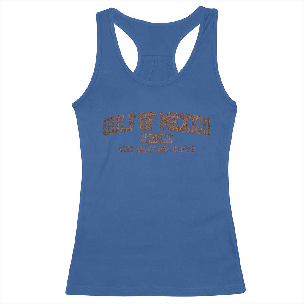 Gulf of Mexico Racerback Tank Top Est 1550 and Forever Retro Mexican Beach TS10 Royal Blue Print Your Wear