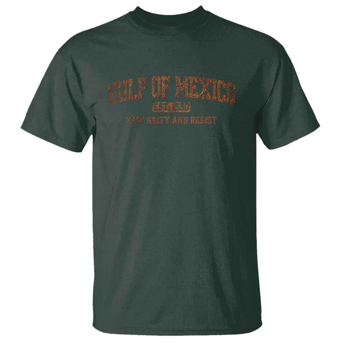 Gulf of Mexico T Shirt Est 1550 and Forever Retro Mexican Beach TS10 Dark Forest Green Print Your Wear