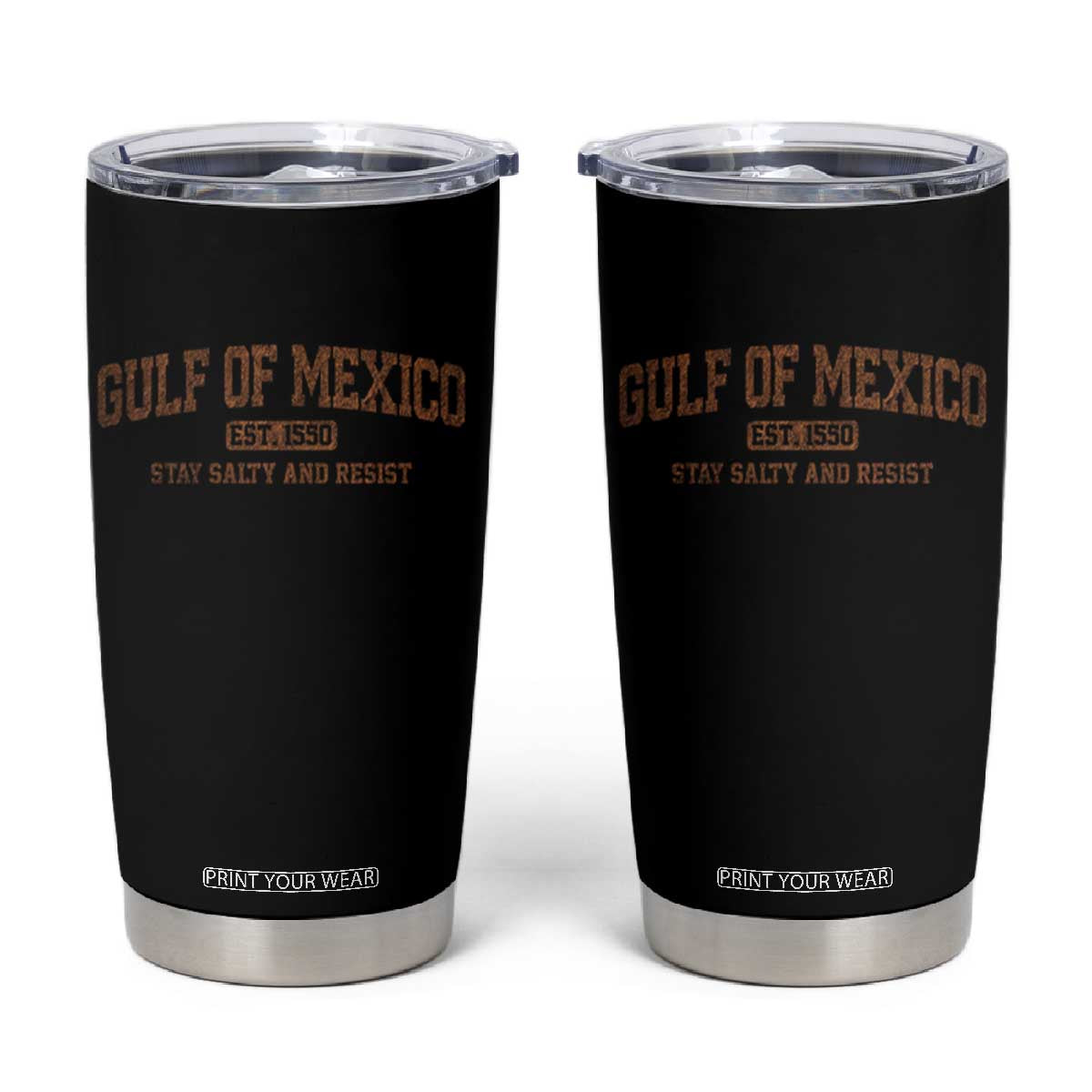 Gulf of Mexico Tumbler Cup Est 1550 and Forever Retro Mexican Beach TS10 Black Print Your Wear