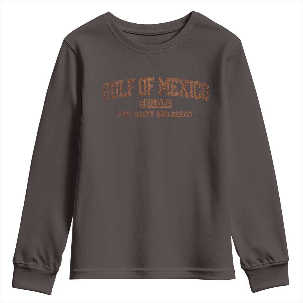 Gulf of Mexico Youth Sweatshirt Est 1550 and Forever Retro Mexican Beach TS10 Dark Chocolate Print Your Wear