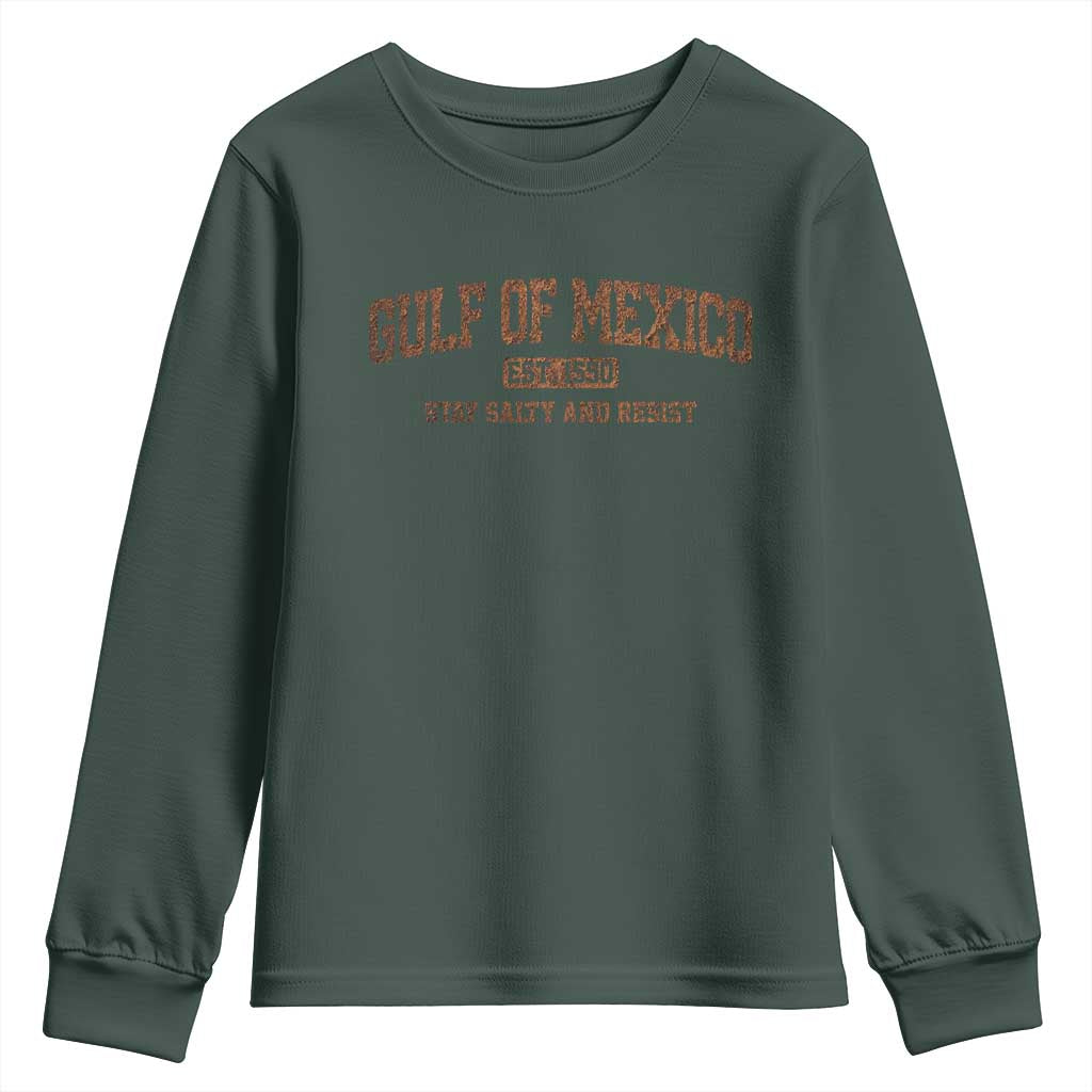 Gulf of Mexico Youth Sweatshirt Est 1550 and Forever Retro Mexican Beach TS10 Dark Forest Green Print Your Wear