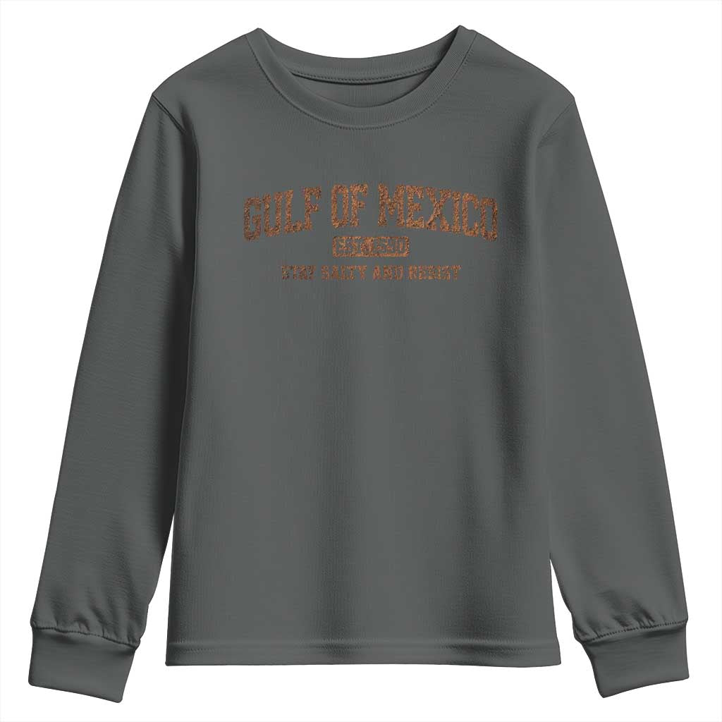 Gulf of Mexico Youth Sweatshirt Est 1550 and Forever Retro Mexican Beach TS10 Dark Heather Print Your Wear