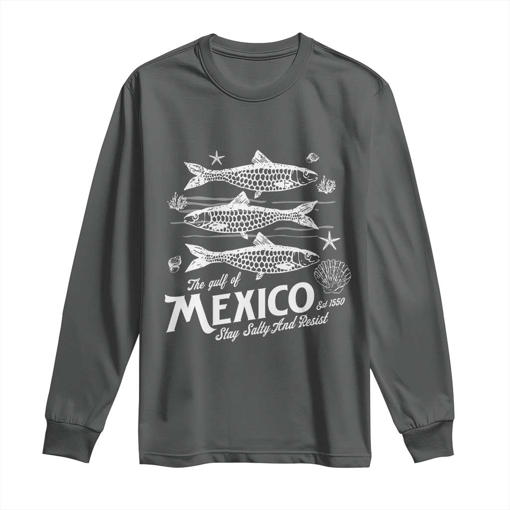 Gulf of Mexico Long Sleeve Shirt Golfo de México 1550 Texas Alabama Florida Beach TS10 Dark Heather Print Your Wear