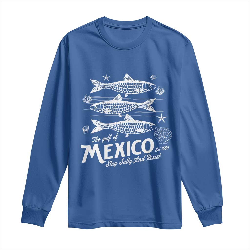 Gulf of Mexico Long Sleeve Shirt Golfo de México 1550 Texas Alabama Florida Beach TS10 Royal Blue Print Your Wear
