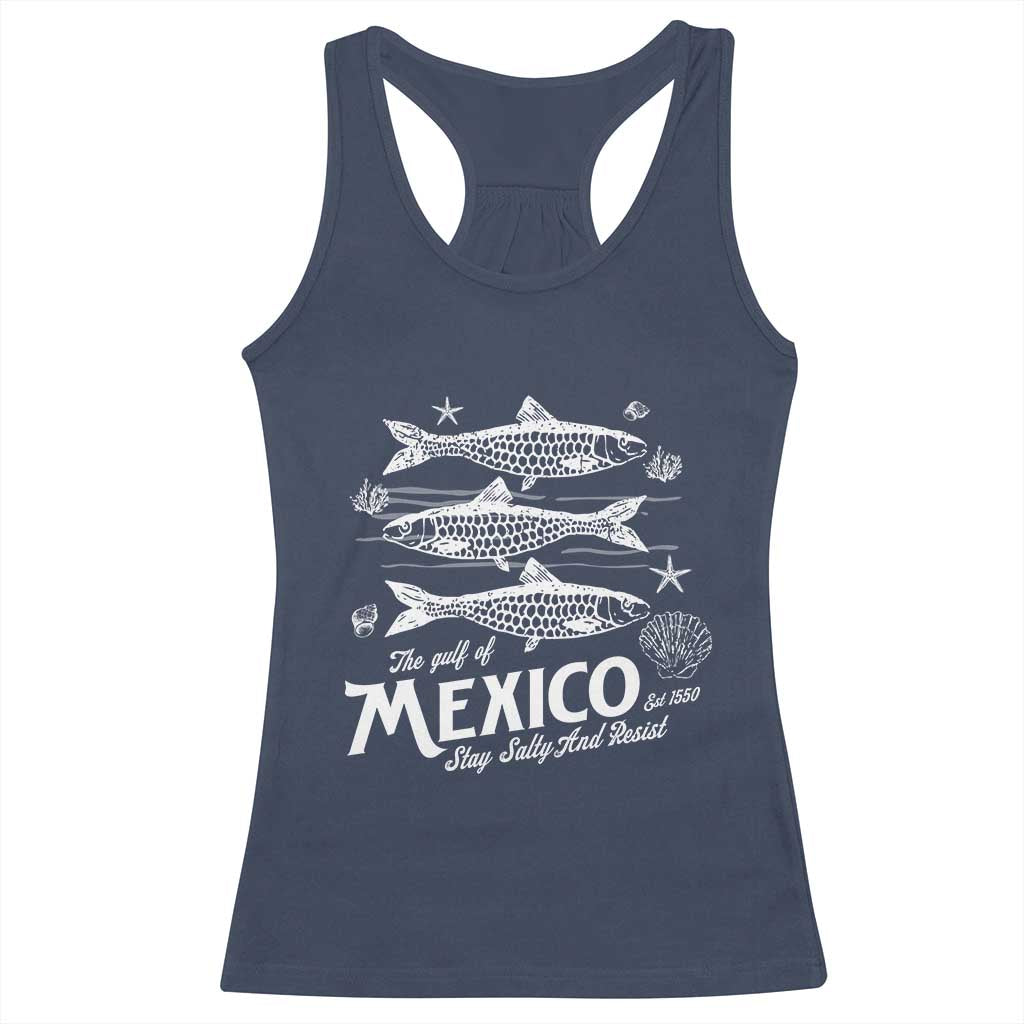 Gulf of Mexico Racerback Tank Top Golfo de México 1550 Texas Alabama Florida Beach TS10 Navy Print Your Wear