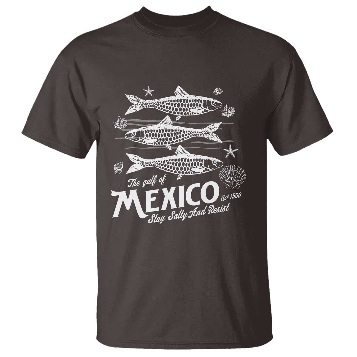 Gulf of Mexico T Shirt Golfo de México 1550 Texas Alabama Florida Beach TS10 Dark Chocolate Print Your Wear