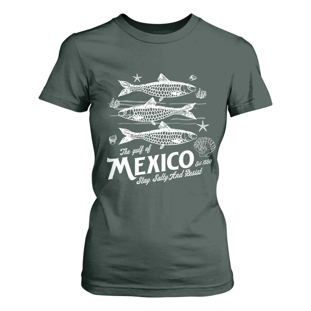 Gulf of Mexico T Shirt For Women Golfo de México 1550 Texas Alabama Florida Beach TS10 Dark Forest Green Print Your Wear