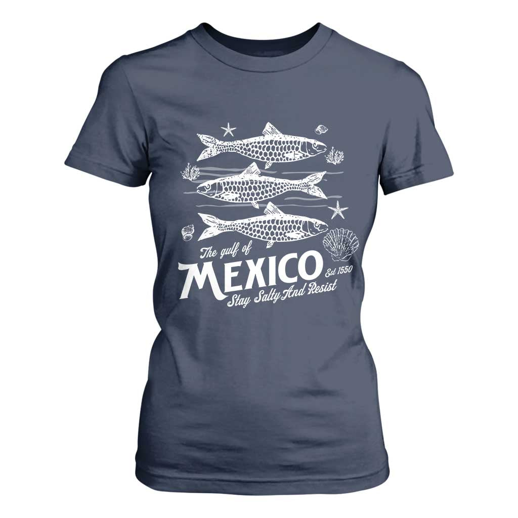 Gulf of Mexico T Shirt For Women Golfo de México 1550 Texas Alabama Florida Beach TS10 Navy Print Your Wear