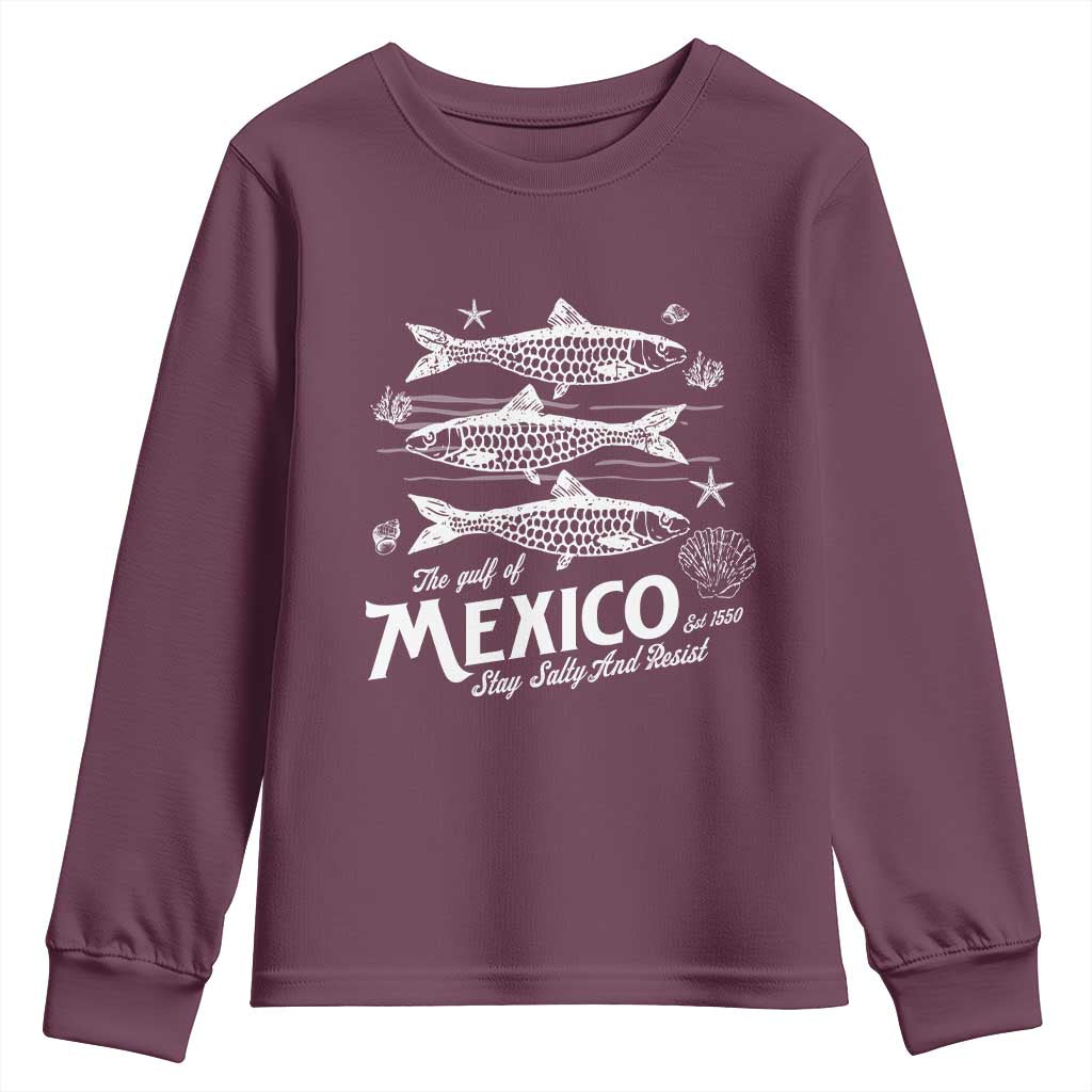 Gulf of Mexico Youth Sweatshirt Golfo de México 1550 Texas Alabama Florida Beach TS10 Maroon Print Your Wear