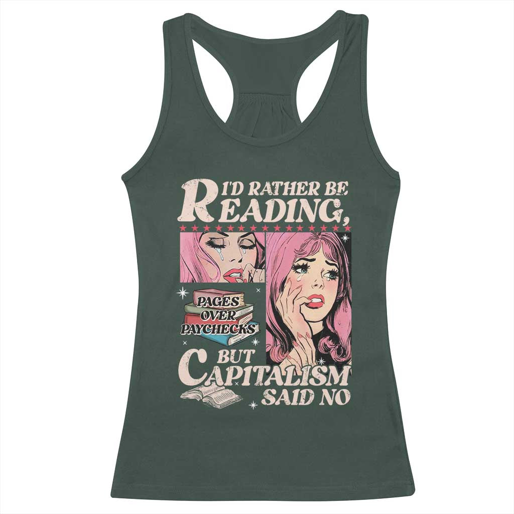 Funny Reading Racerback Tank Top Hilarious Bookworm Book Lover Reader Gift TS10 Dark Forest Green Print Your Wear