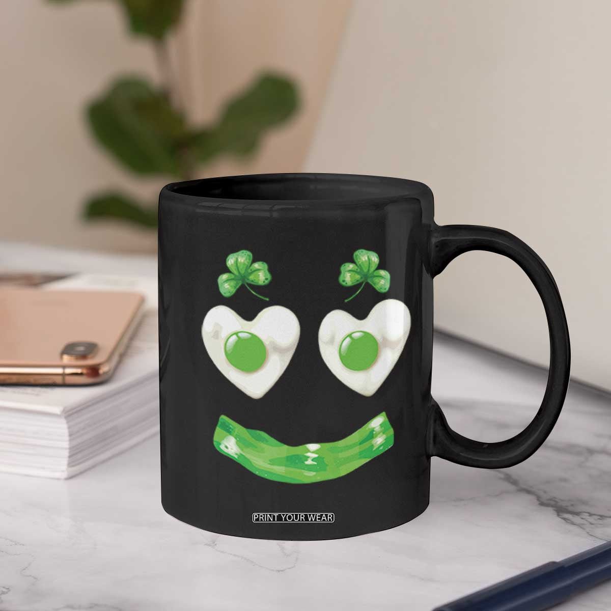 Funny Irish St Patricks Day Shamrock Coffee Mug Green Eggs Smile Brunch Breakfast TS10 Print Your Wear