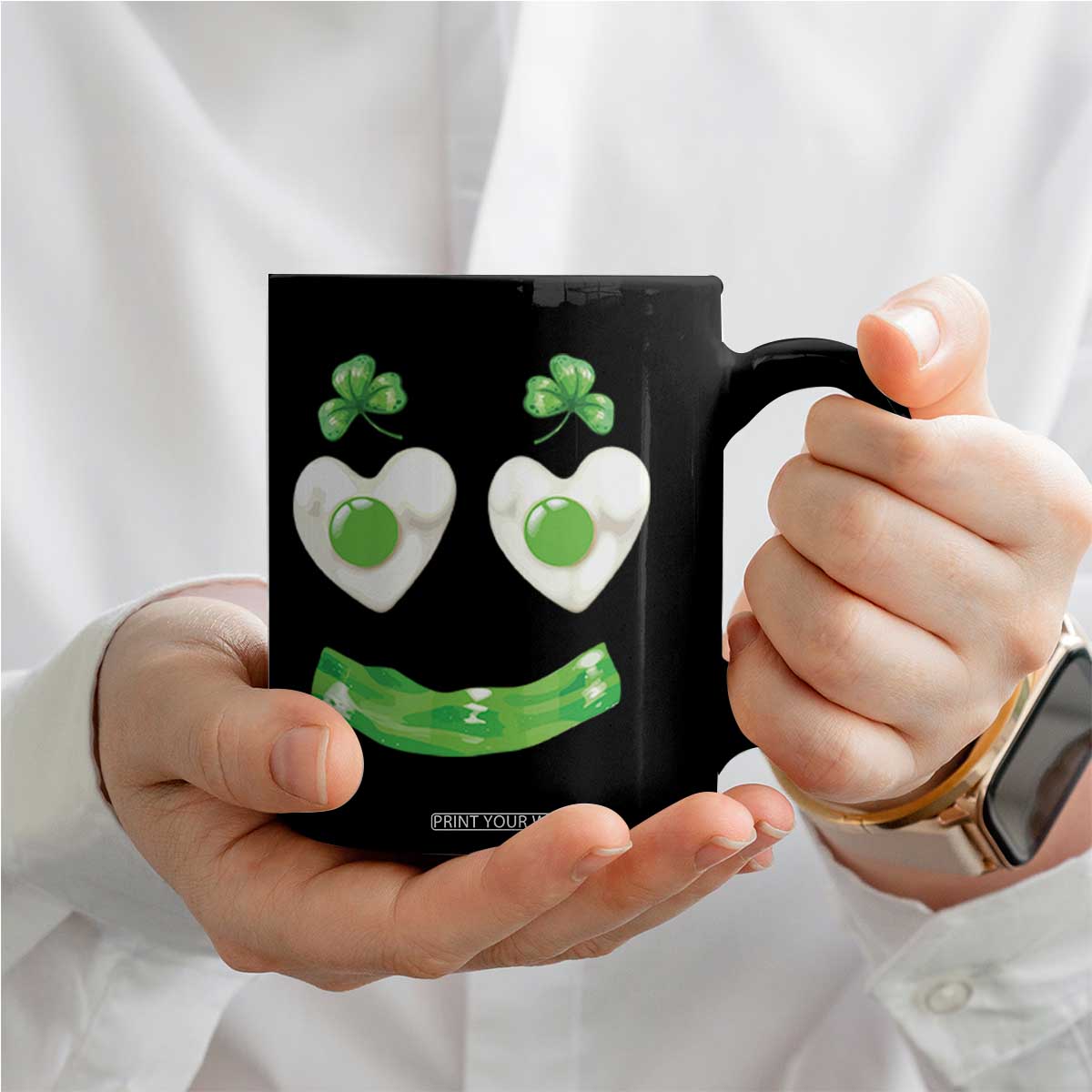 Funny Irish St Patricks Day Shamrock Coffee Mug Green Eggs Smile Brunch Breakfast TS10 Print Your Wear