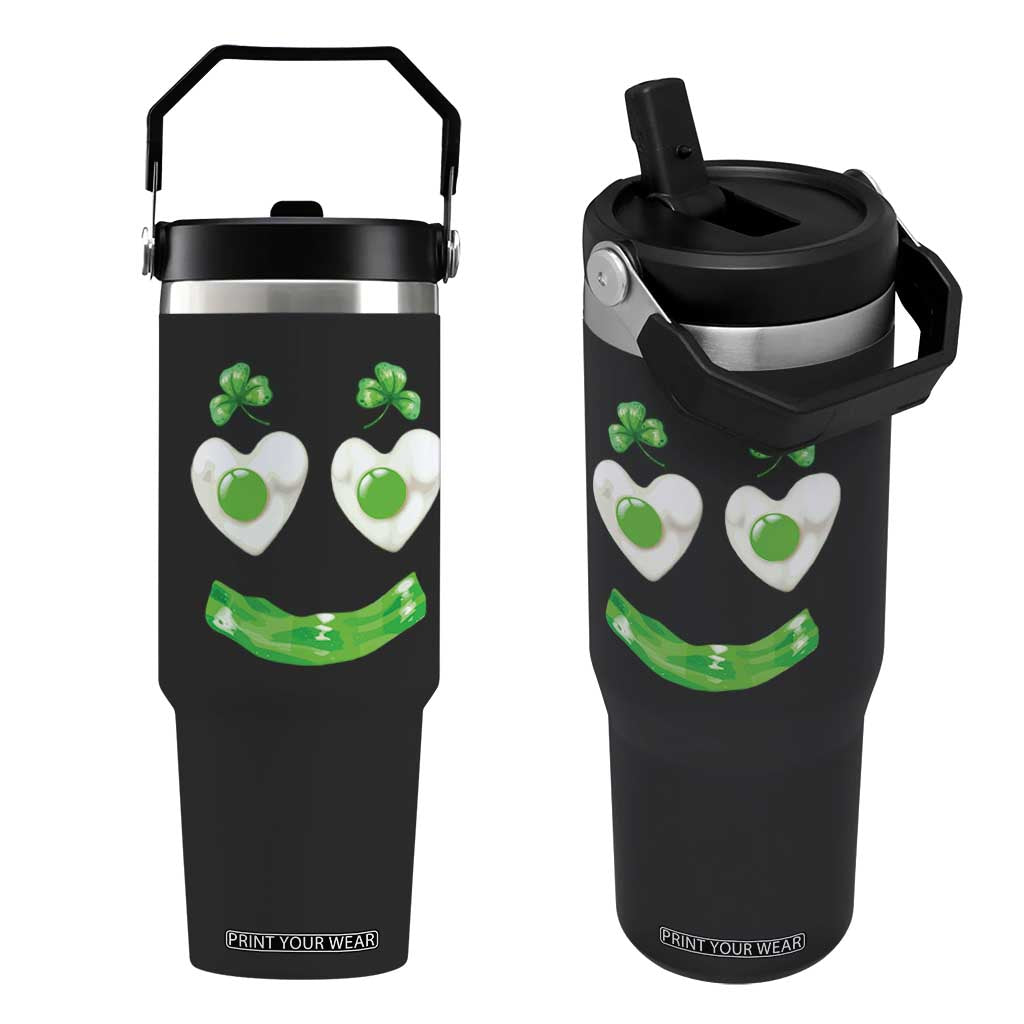 Funny Irish St Patricks Day Shamrock Flip Straw Tumbler Green Eggs Smile Brunch Breakfast TS10 One Size: 30 oz Black Print Your Wear