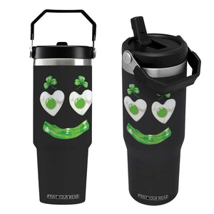 Funny Irish St Patricks Day Shamrock Flip Straw Tumbler Green Eggs Smile Brunch Breakfast TS10 One Size: 30 oz Black Print Your Wear