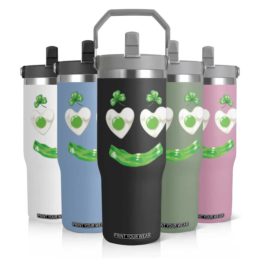 Funny Irish St Patricks Day Shamrock Flip Straw Tumbler Green Eggs Smile Brunch Breakfast TS10 Print Your Wear
