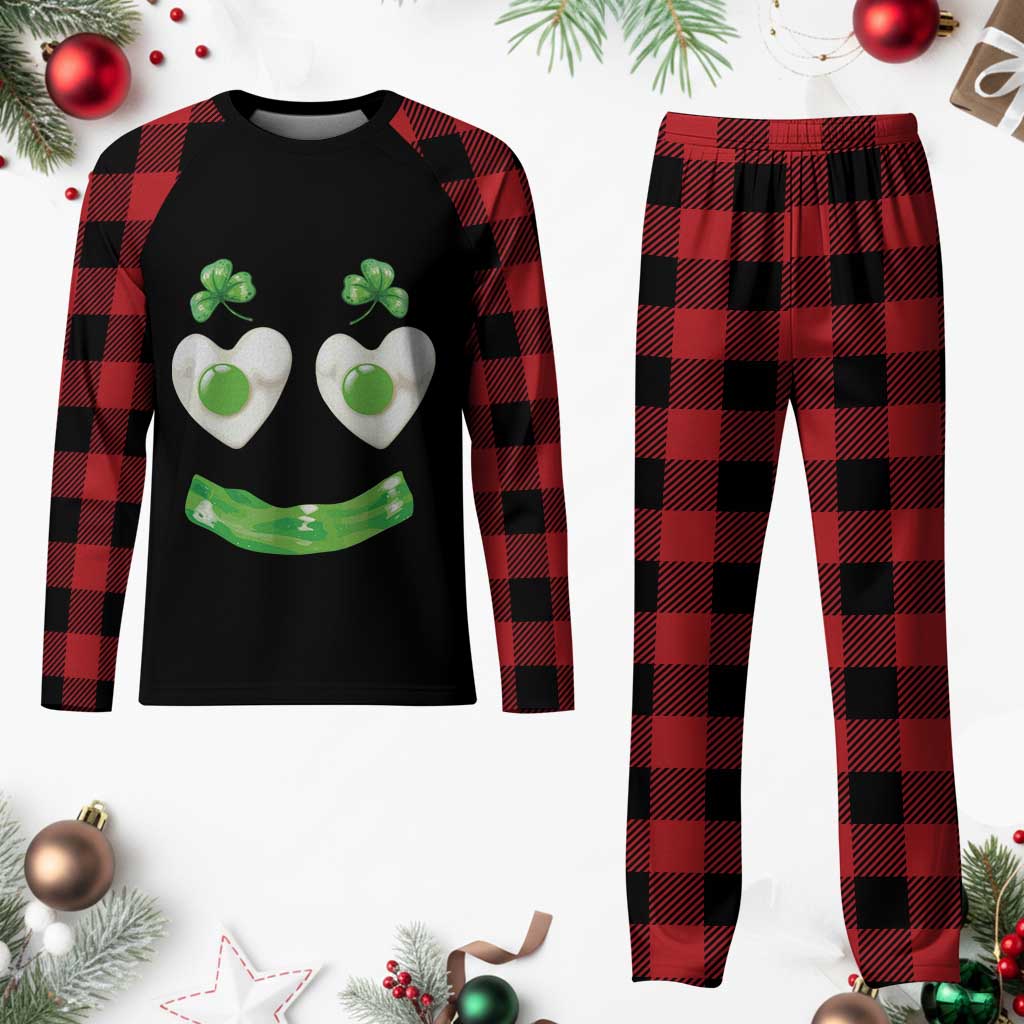 Funny Irish St Patricks Day Shamrock Plaid Pajama Set Green Eggs Smile Brunch Breakfast TS10 Buffalo Plaid Print Your Wear