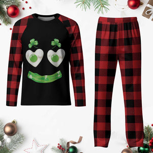 Funny Irish St Patricks Day Shamrock Plaid Pajama Set Green Eggs Smile Brunch Breakfast TS10 Buffalo Plaid Print Your Wear