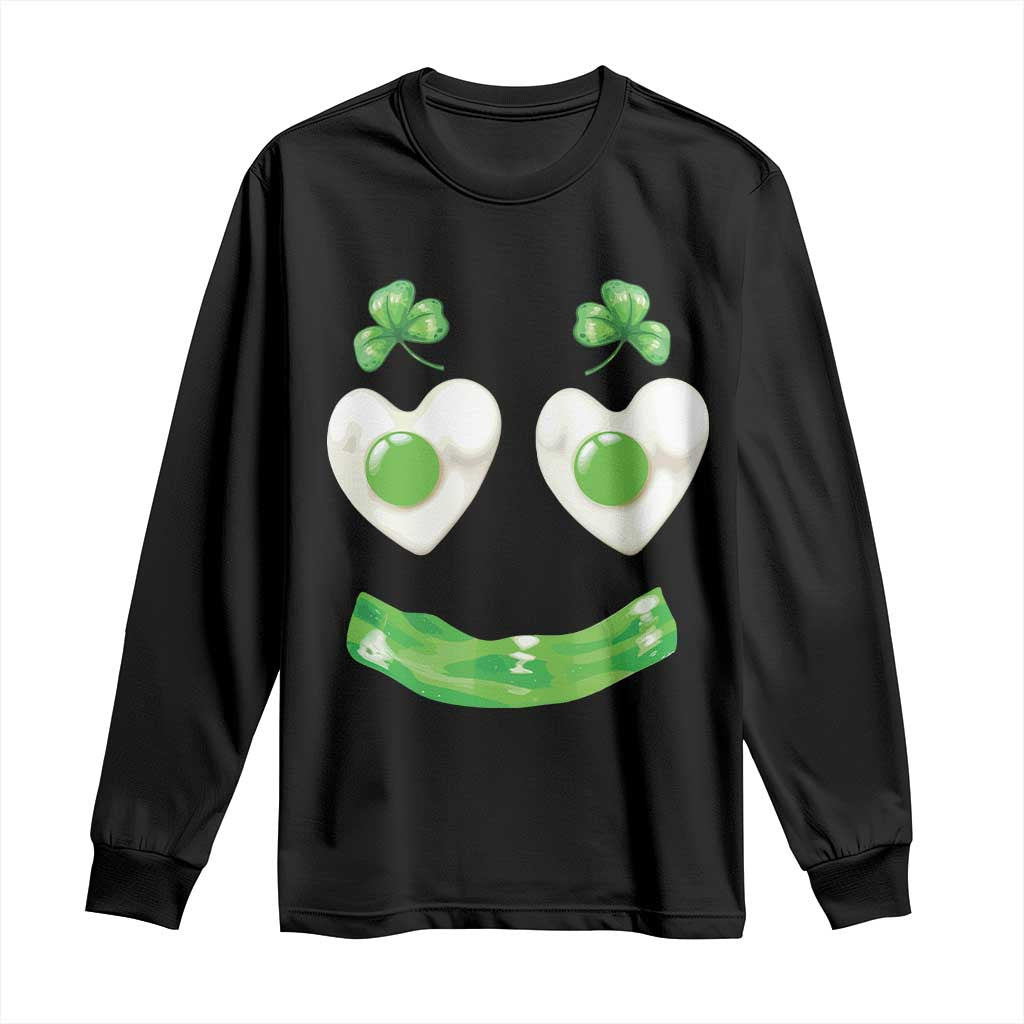 Funny Irish St Patricks Day Shamrock Long Sleeve Shirt Green Eggs Smile Brunch Breakfast TS10 Black Print Your Wear