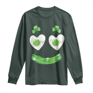 Funny Irish St Patricks Day Shamrock Long Sleeve Shirt Green Eggs Smile Brunch Breakfast TS10 Dark Forest Green Print Your Wear
