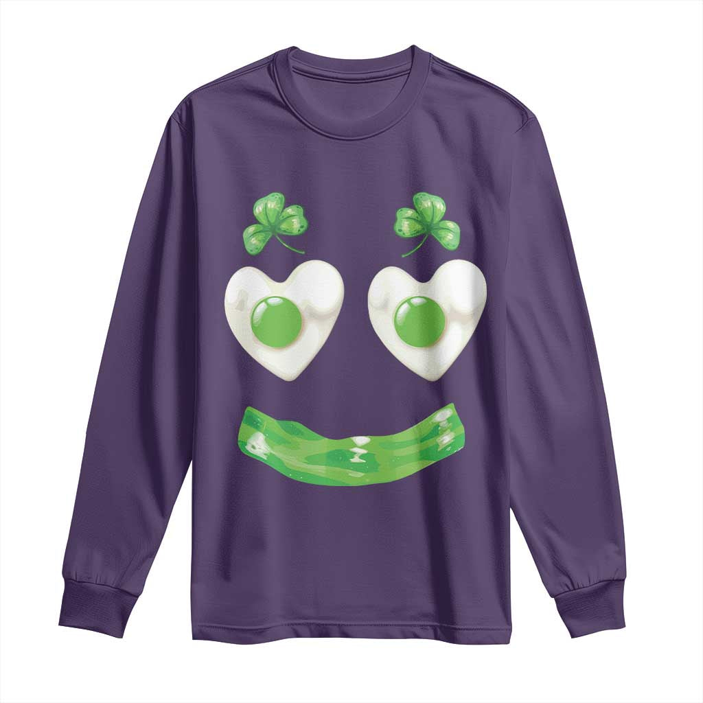 Funny Irish St Patricks Day Shamrock Long Sleeve Shirt Green Eggs Smile Brunch Breakfast TS10 Purple Print Your Wear